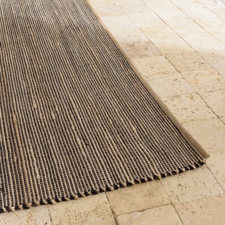 QUENTIN Rectangular Rug 160x230cm Jute Cotton Sand Black