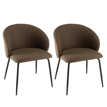 Lot de 2 chaises TOM - Tissu marron et acier noir