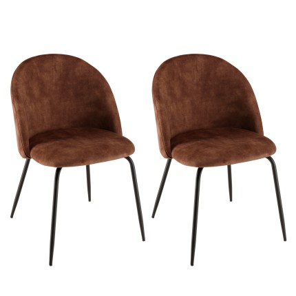 Lot 2 chaises velours acajou dossier arrondi
