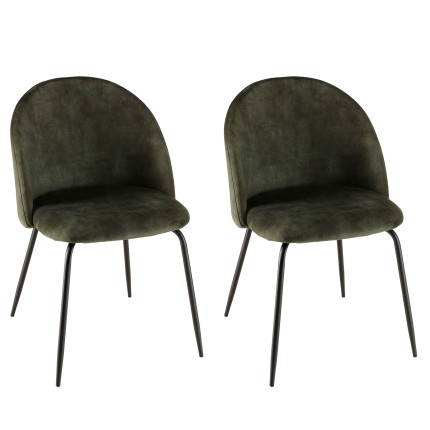 Lot 2 chaises velours vert sapin