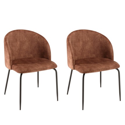 Lot 2 chaises velours acajou TOM - Confort et élégance