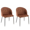 TOM - Set of 2 Mahogany Velvet Chairs | Steel Legs | Wraparound Backrest