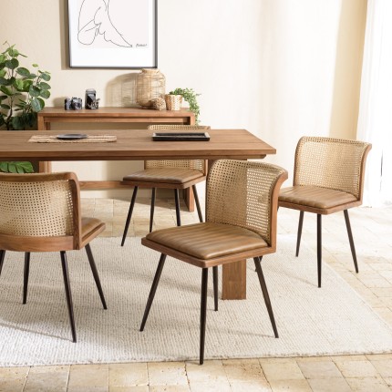 Lot de 2 chaises MARCEL en manguier et cuir