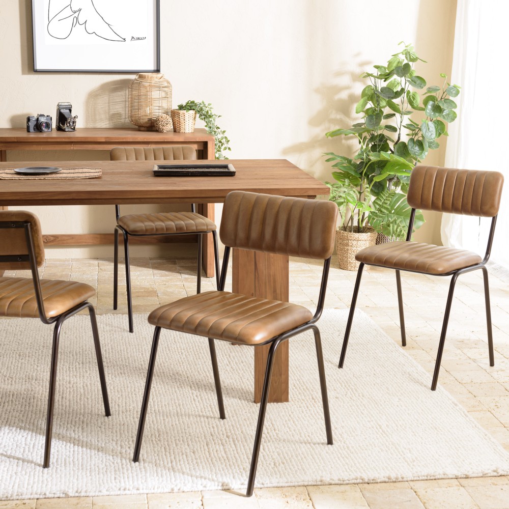 MARCEL Set of 2 Chairs - Padded Leather Seat and Backrest MARCEL Set of 2 Chairs - Padded Leather Seat and Backrest