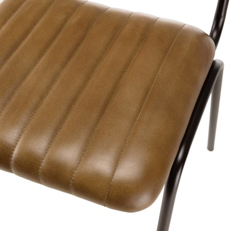 MARCEL Set of 2 Chairs - Padded Leather Seat and Backrest