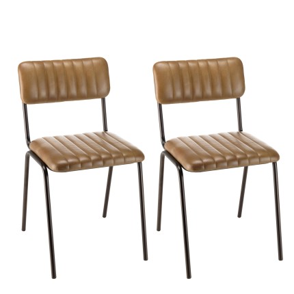 Lot de 2 chaises MARCEL en cuir et acier