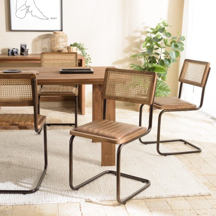 Lot de 2 chaises MARCEL en manguier et cuir