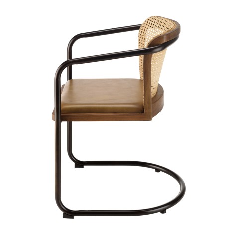 Lot de 2 fauteuils Marcel en manguier et cuir