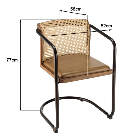 Lot de 2 fauteuils Marcel en manguier et cuir