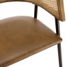 MARCEL Set of 2 Armchairs - Leather Seat, Mango Wood & Rattan Backrest