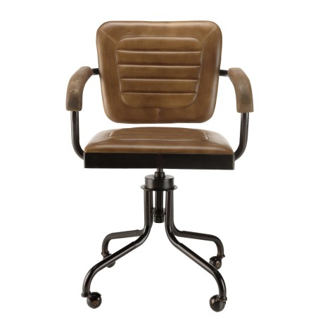 MARCEL Armchair - Padded Leather Seat & Mango Wood Armrests