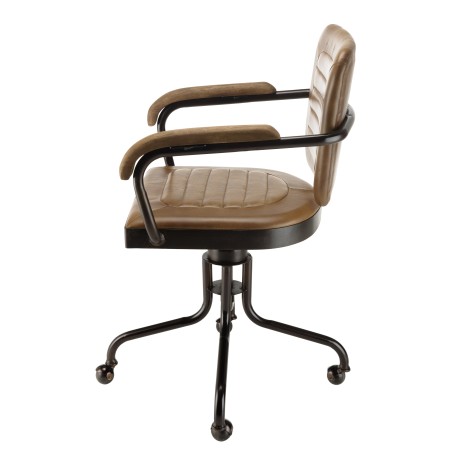 Fauteuil roulettes MARCEL en cuir matelassé