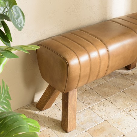 MARCEL - Brown Leather Upholstered Bench