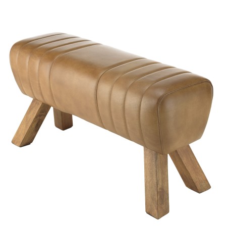 MARCEL - Brown Leather Upholstered Bench