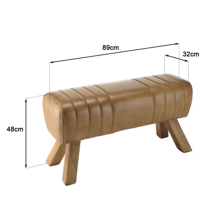Banc matelassé cuir marron MARCEL