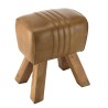 Tabouret en cuir marron MARCEL - Pieds inclinés en manguier