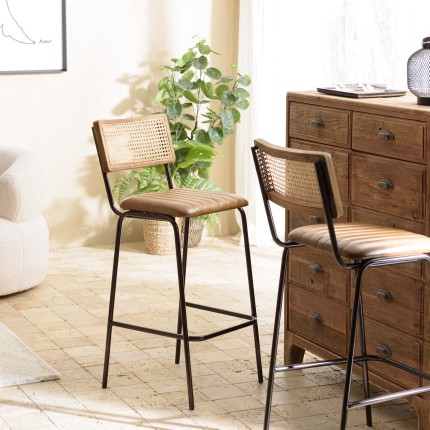 Lot de 2 tabourets de bar MARCEL en cuir