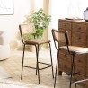 MARCEL Set of 2 Bar Stools - Padded Leather Seat & Straight Backrest