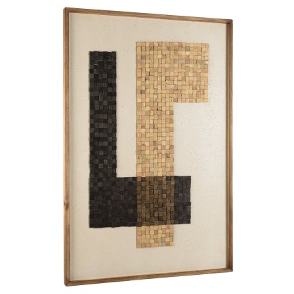 Décoration murale SANDY 82x122cm mosaïque beige/noire en Pin recyclé
