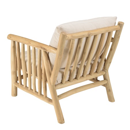 WILL - BORNEO Armchair | Natural Teak Branches with White Cushions