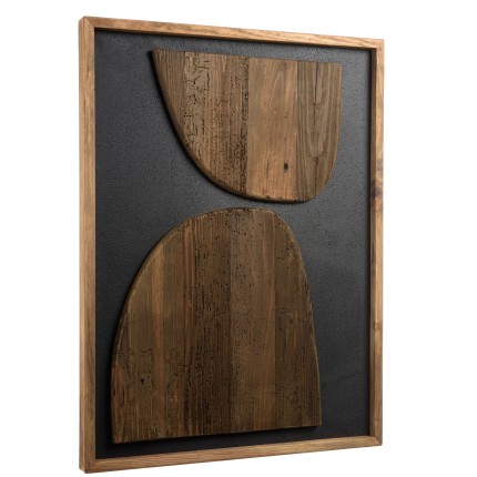 SANDY Wall Decoration 62x82cm - Recycled Pine Shapes on Black Background