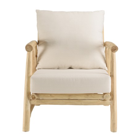 WILL - MADURA Armchair | Natural Teak Branches with White Cushions