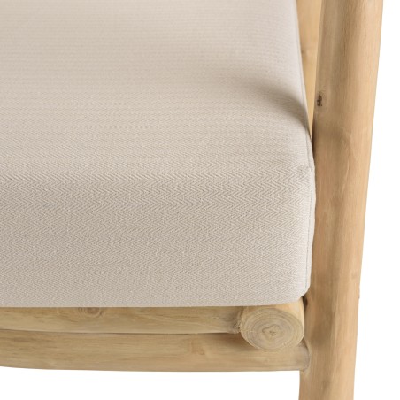 Fauteuil MADURA en teck naturel et coussins blancs