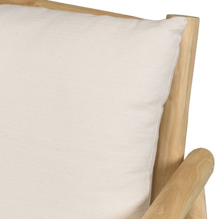 Canapé MADURA 2p. en teck naturel et coussins blancs