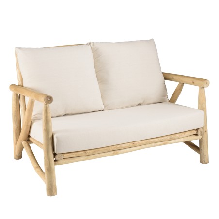 WILL - MADURA 2-seater Sofa | Natural Teak Branches with White Cushions