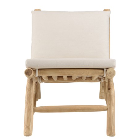 Fauteuil lounge WILL en teck naturel - Coussin blanc