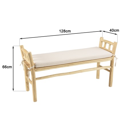 Banc WILL en branches de teck naturel