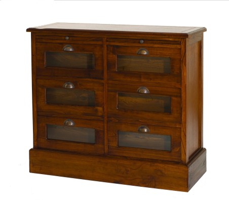 LORINE - Brown 6 Drawer Mindi Wood Grainetier