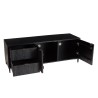 GLORIA Black Mango Wood TV Stand - 2 Doors, 2 Carved Drawers