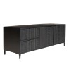 GLORIA Black Mango Wood TV Stand - 2 Doors, 2 Carved Drawers