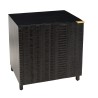 GLORIA Black Mango Wood Bedside Table with Carved Door and Metal Legs