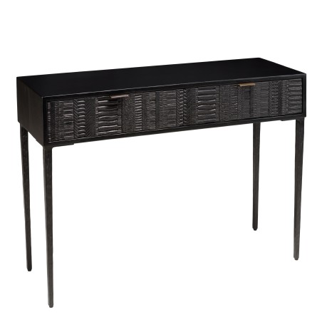 Console GLORIA en manguier noir - 2 tiroirs sculptés