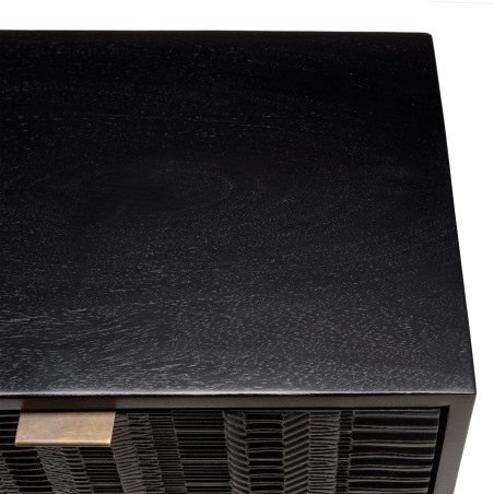 Console GLORIA en manguier noir - 2 tiroirs sculptés