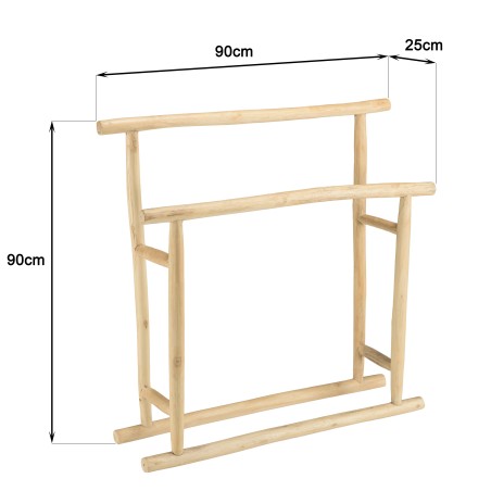 WILL Double Towel Rack - Natural Teak Branches