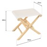 Tabouret pliant en branches de teck - Pieds croisés - Assise tissu