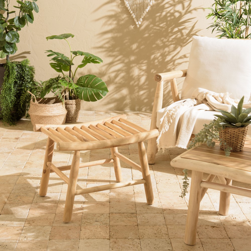 Tabouret en branches de teck naturel WILL Tabouret en branches de teck naturel WILL