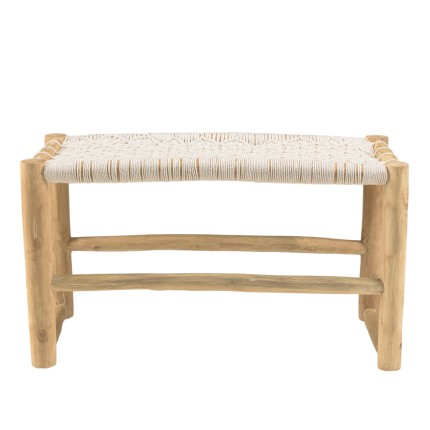 Banc WILL en teck naturel et macramé blanc