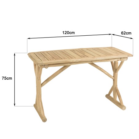 Bureau WILL en branches de teck naturel 120x60cm