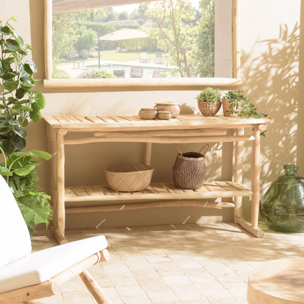 WILL Double Tray Console Table - Natural Teak Branches WILL Double Tray Console Table - Natural Teak Branches