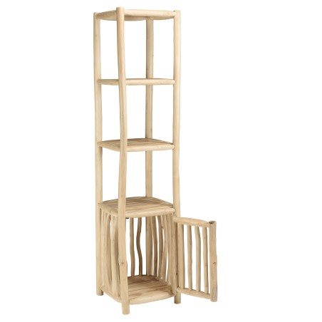 WILL - 2-tier Shelf with 1 Door in Natural Teak Branches