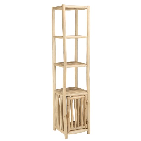 WILL - 2-tier Shelf with 1 Door in Natural Teak Branches