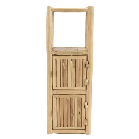 WILL 1-Tier Shelf with 2 Doors - Natural Teak Branches