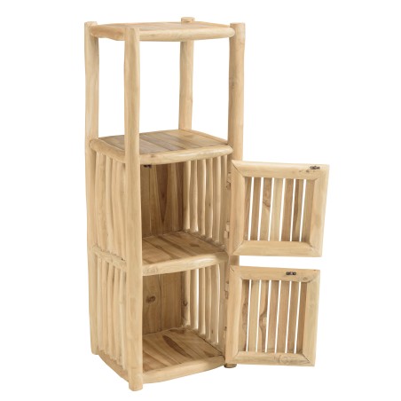 WILL 1-Tier Shelf with 2 Doors - Natural Teak Branches