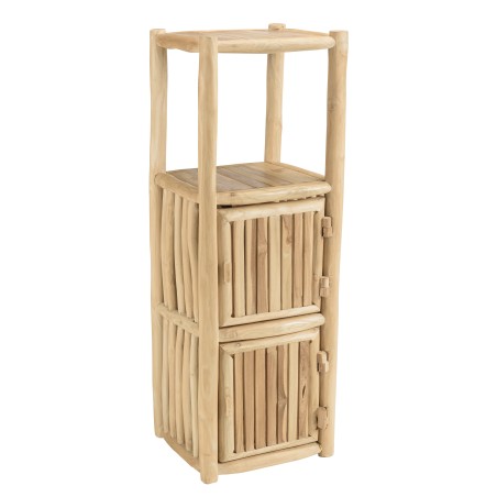 WILL 1-Tier Shelf with 2 Doors - Natural Teak Branches
