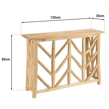 WILL - Natural Teak Console Table with Openwork Base