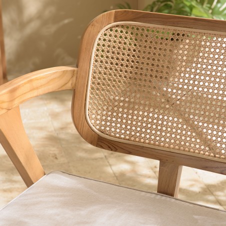 Fauteuil FLORES en teck avec dossier en cannage naturel